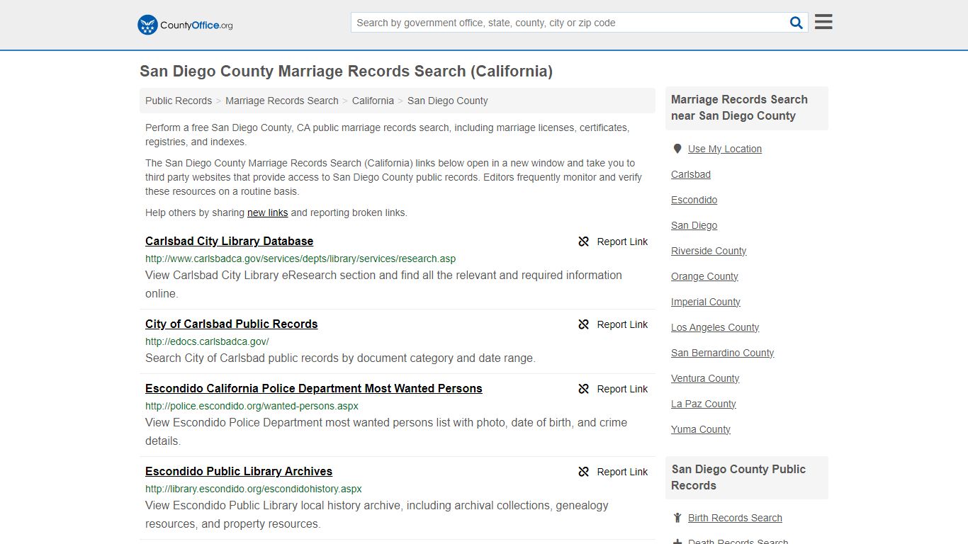 San Diego County Marriage Records Search (California)