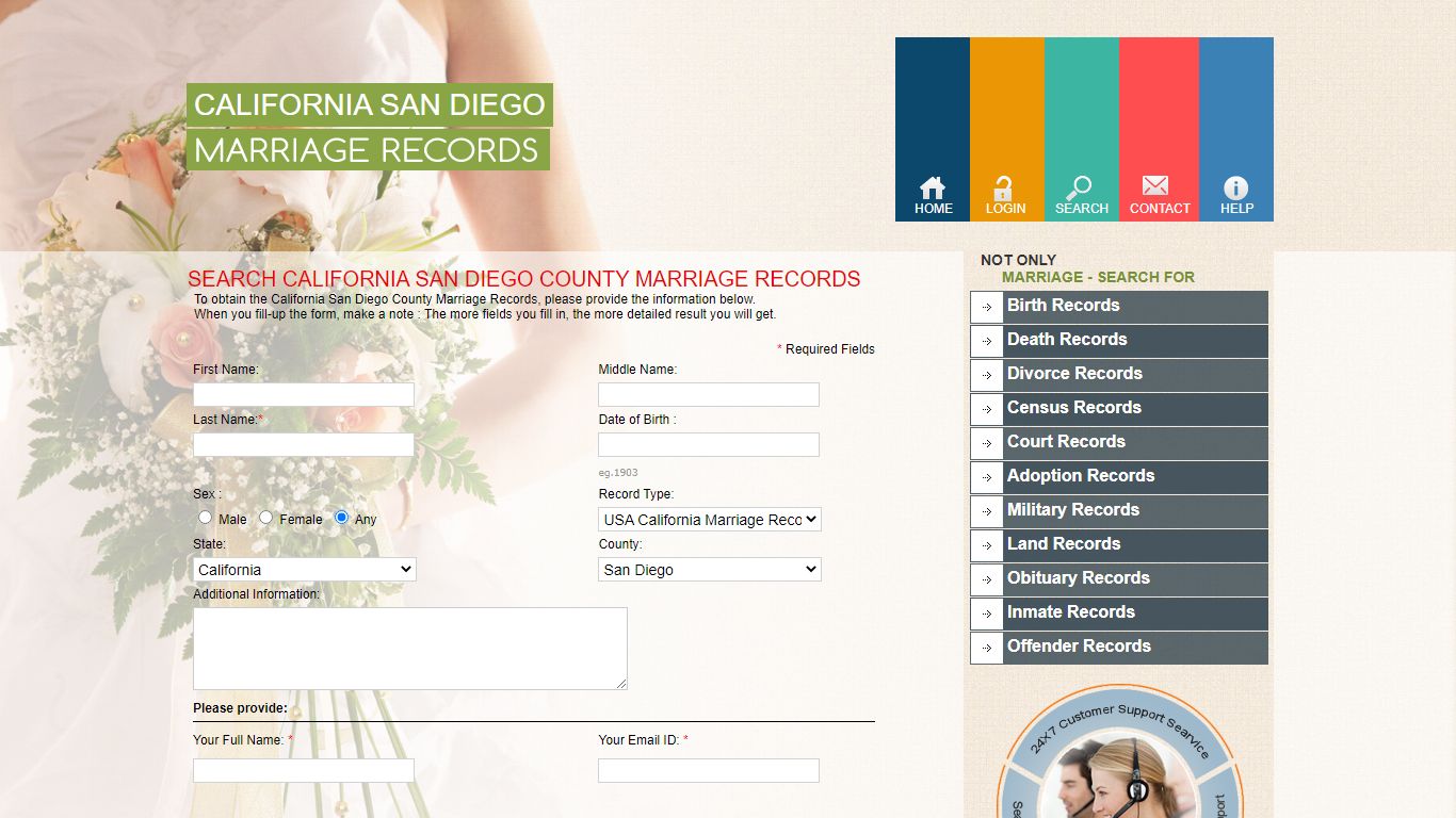 Search California San Diego County Marriage Records