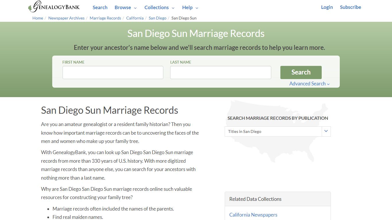 San Diego Sun Marriage Records Online Search
